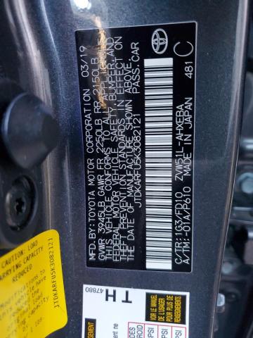 Photo 10 from auction – 2019 TOYOTA PRIUS with VIN JTDKARFU5K3082121