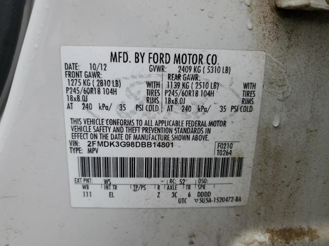 Photo 10 from auction – 2013 FORD EDGE SE with VIN 2FMDK3G98DBB14801