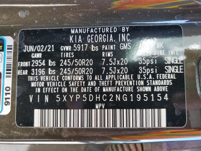 Photo 10 from auction – 2022 KIA TELLURIDE with VIN 5XYP5DHC2NG195154