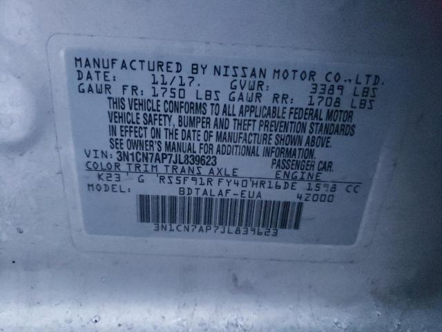 Photo 10 from auction – 2018 NISSAN VERSA S with VIN 3N1CN7AP7JL839623