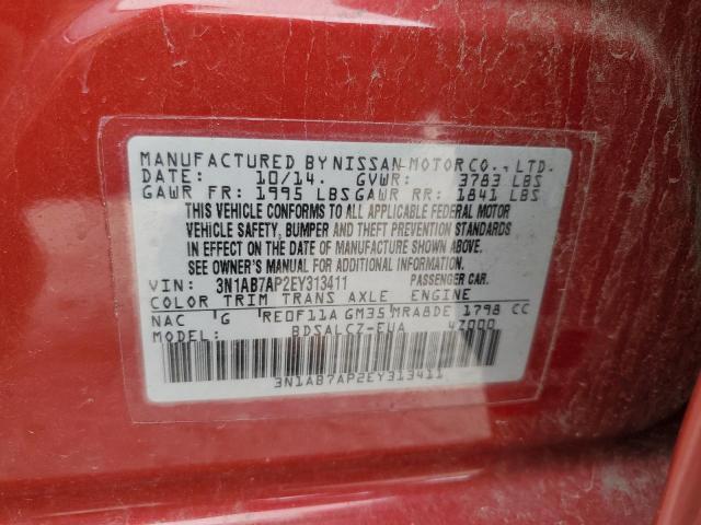 Photo 10 from auction – 2014 NISSAN SENTRA S with VIN 3N1AB7AP2EY313411