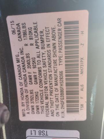 Photo 10 from auction – 2015 HONDA CIVIC EX with VIN 2HGFG3B86FH528366