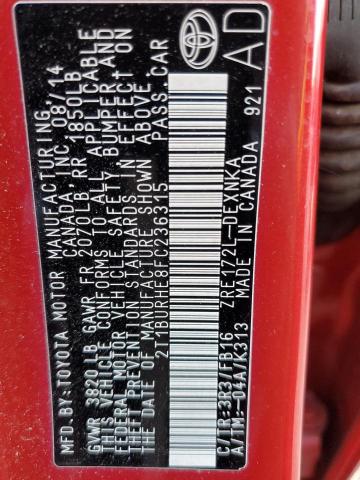 Photo 10 from auction – 2015 TOYOTA COROLLA L with VIN 2T1BURHE8FC236315