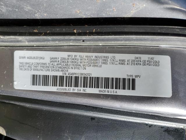 Photo 10 from auction – 2008 SUBARU OUTBACK 2. with VIN 4S4BP61C086342021