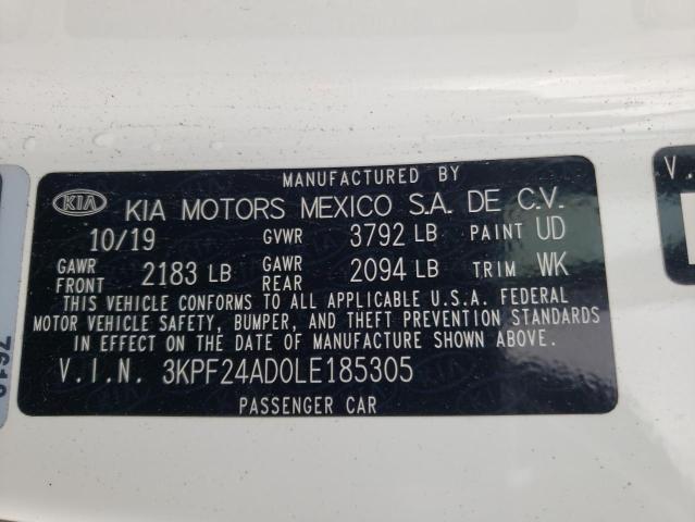 Photo 10 from auction – 2020 KIA FORTE FE with VIN 3KPF24AD0LE185305
