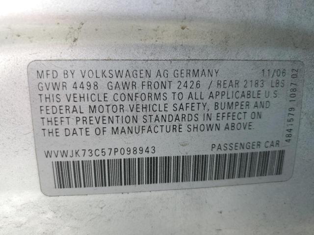 Photo 10 from auction – 2007 VOLKSWAGEN PASSAT with VIN WVWJK73C57P098943