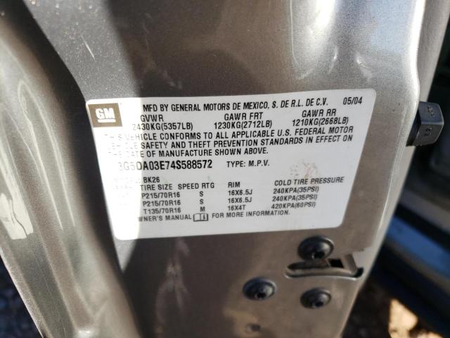 Photo 10 from auction – 2004 BUICK RENDEZVOUS with VIN 3G5DA03E74S588572