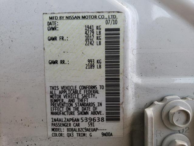 Photo 10 from auction – 2010 NISSAN ALTIMA BAS with VIN 1N4AL2AP6AN539638