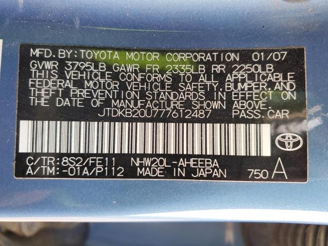 Photo 10 from auction – 2007 TOYOTA PRIUS with VIN JTDKB20U777612487