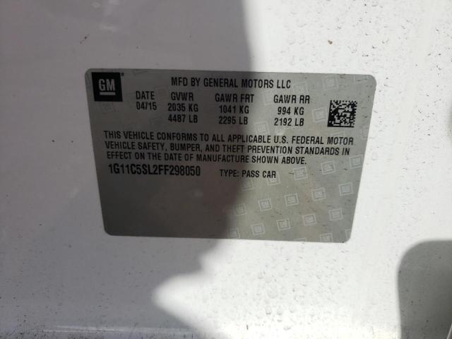 Photo 10 from auction – 2015 CHEVROLET MALIBU 1LT with VIN 1G11C5SL2FF298050