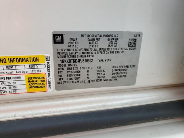 Photo 10 from auction – 2015 GMC ACADIA DEN with VIN 1GKKRTKD4FJ310692