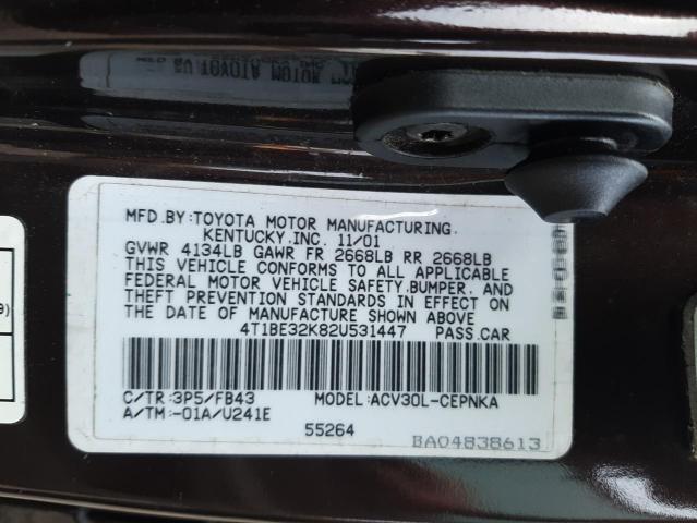 Photo 10 from auction – 2002 TOYOTA CAMRY LE with VIN 4T1BE32K82U531447