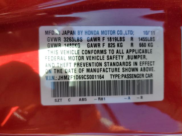 Photo 10 from auction – 2012 HONDA CR-Z EX with VIN JHMZF1D69CS001164