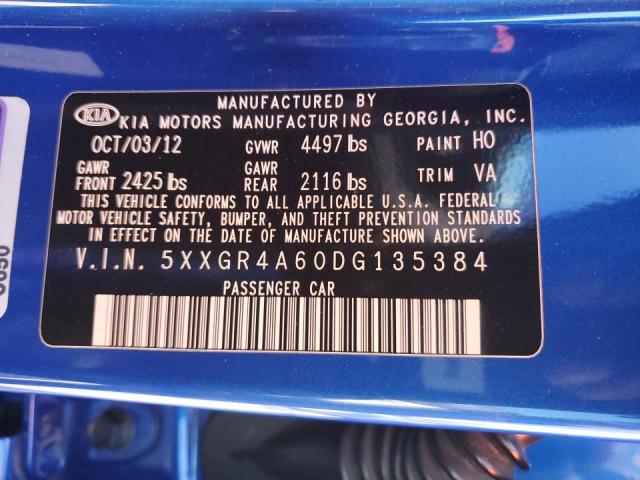 Photo 10 from auction – 2013 KIA OPTIMA SX with VIN 5XXGR4A60DG135384