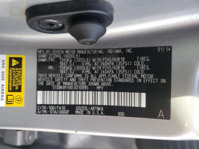 Photo 10 from auction – 2014 TOYOTA HIGHLANDER with VIN 5TDBKRFHXES010995