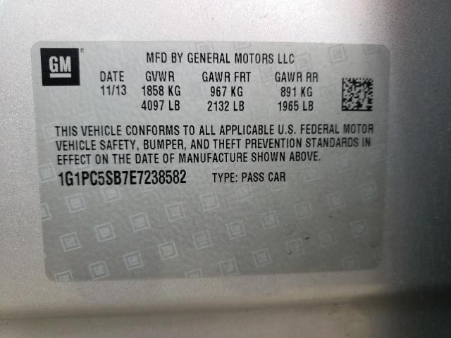 Photo 10 from auction – 2014 CHEVROLET CRUZE LT with VIN 1G1PC5SB7E7238582