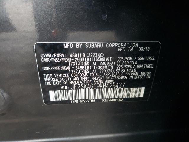 Photo 10 from auction – 2019 SUBARU FORESTER P with VIN JF2SKAGC9KH428437