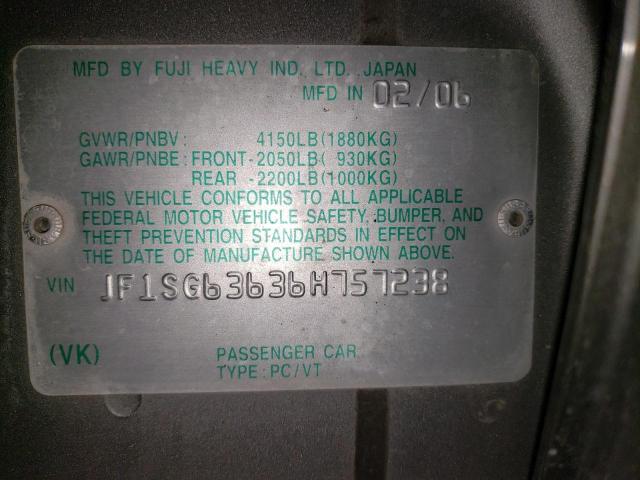 Photo 10 from auction – 2006 SUBARU FORESTER 2 with VIN JF1SG63636H757238