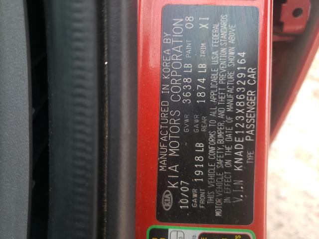 Photo 10 from auction – 2008 KIA RIO BASE with VIN KNADE123X86329164
