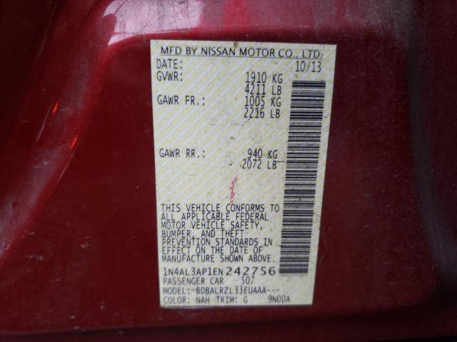 Photo 10 from auction – 2014 NISSAN ALTIMA 2.5 with VIN 1N4AL3AP1EN242756