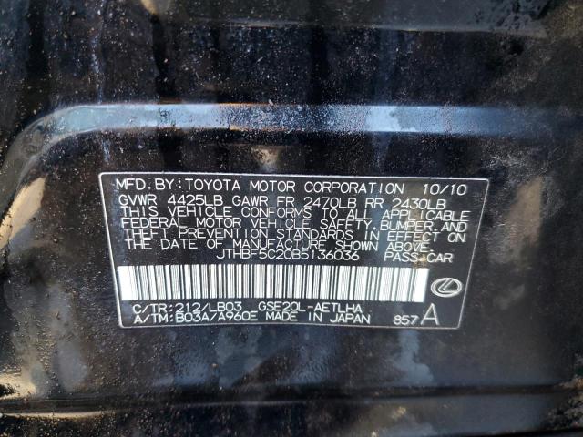 Photo 10 from auction – 2011 LEXUS IS 250 with VIN JTHBF5C20B5136036