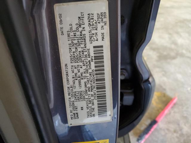 Photo 10 from auction – 2003 TOYOTA 4RUNNER LI with VIN JTEBT17R130004035