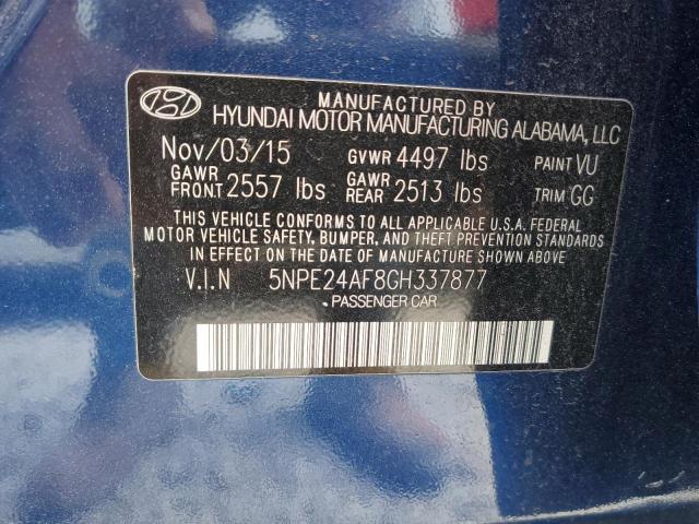 Photo 10 from auction – 2016 HYUNDAI SONATA SE with VIN 5NPE24AF8GH337877