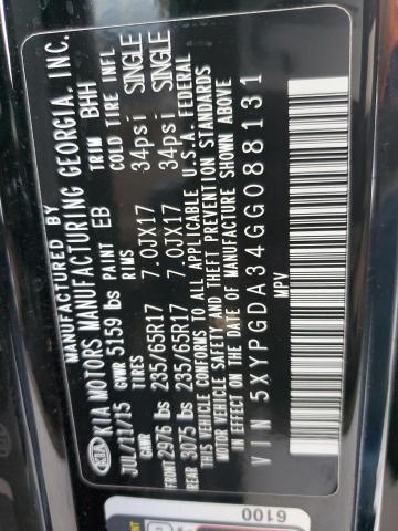 Photo 10 from auction – 2016 KIA SORENTO LX with VIN 5XYPGDA34GG088131