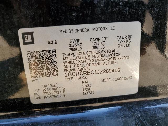 Photo 10 from auction – 2018 CHEVROLET SILVERADO with VIN 1GCRCREC1JZ289456