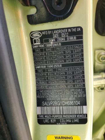 Photo 10 from auction – 2012 LAND ROVER RANGE ROVE with VIN SALVP2BG1CH686104
