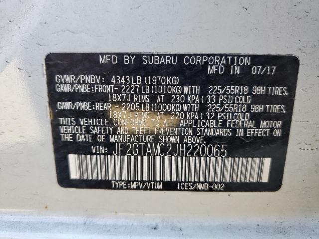 Photo 10 from auction – 2018 SUBARU CROSSTREK with VIN JF2GTAMC2JH220065