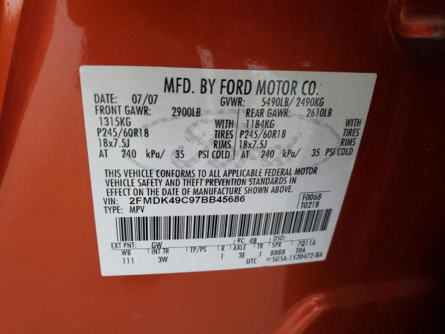 Photo 10 from auction – 2007 FORD EDGE SEL P with VIN 2FMDK49C97BB45686