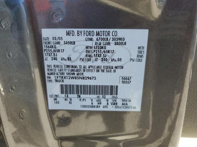 Photo 10 from auction – 2005 FORD F150 with VIN 1FTRX12W85NB29673