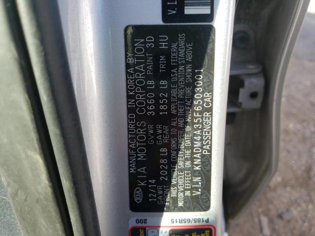 Photo 10 from auction – 2015 KIA RIO LX with VIN KNADM4A35F6503001