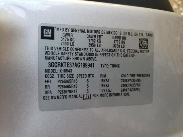 Photo 10 from auction – 2010 CHEVROLET SILVERADO with VIN 3GCRKTE37AG199941