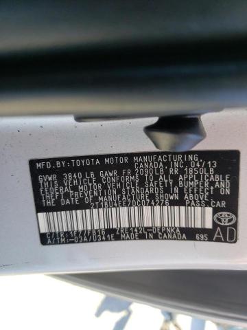 Photo 10 from auction – 2013 TOYOTA COROLLA BA with VIN 2T1BU4EE7DC074276