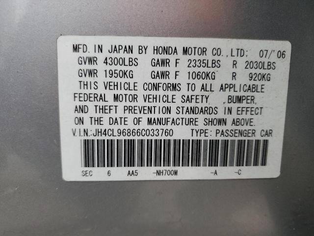 Photo 10 from auction – 2006 ACURA TSX with VIN JH4CL96866C033760