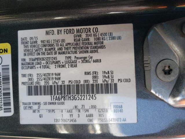 Photo 10 from auction – 2016 FORD MUSTANG with VIN 1FA6P8TH3G5221245