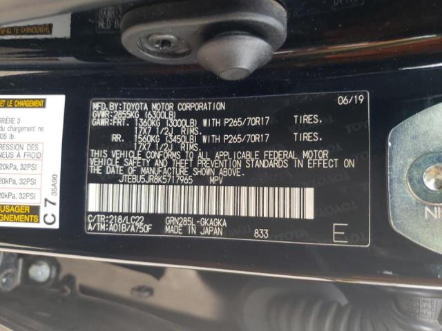 Photo 10 from auction – 2019 TOYOTA 4RUNNER SR with VIN JTEBU5JR8K5717965