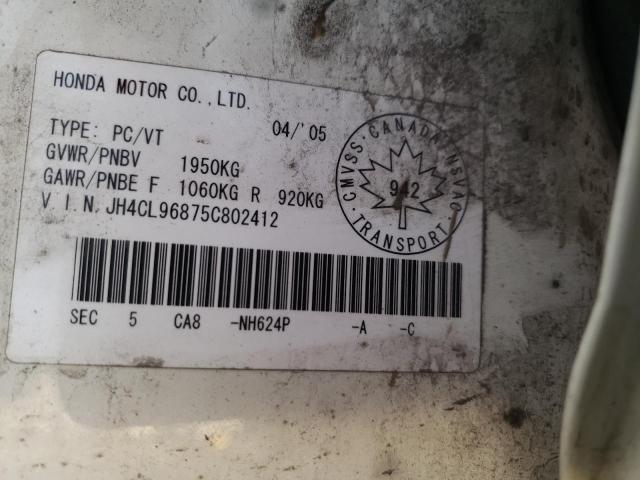 Photo 10 from auction – 2005 ACURA TSX with VIN JH4CL96875C802412