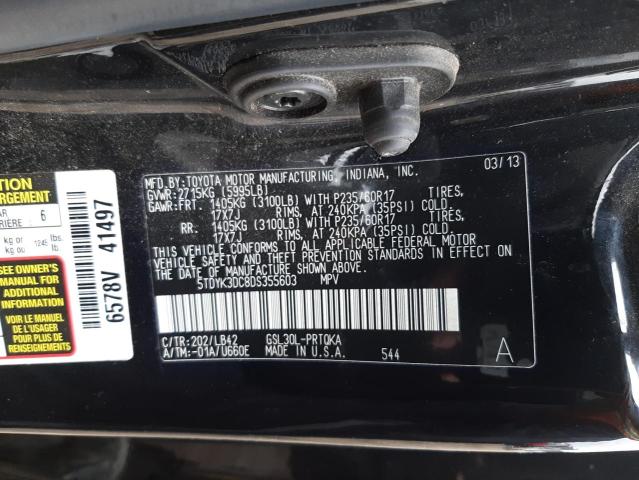 Photo 10 from auction – 2013 TOYOTA SIENNA XLE with VIN 5TDYK3DC8DS355603
