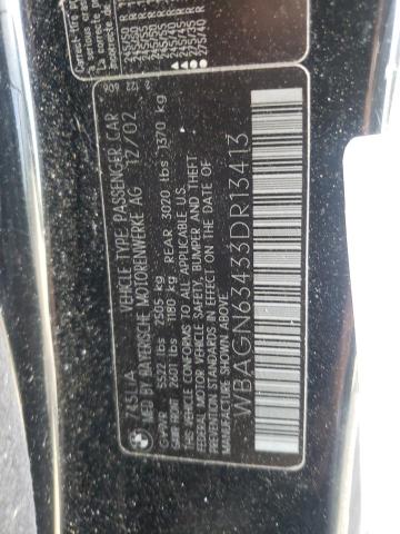 Photo 10 from auction – 2003 BMW 745 LI with VIN WBAGN63433DR13413