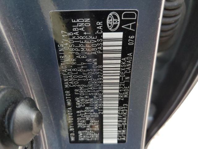 Photo 10 from auction – 2017 TOYOTA COROLLA L with VIN 2T1BURHE3HC892778