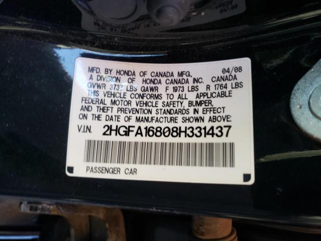 Photo 10 from auction – 2008 HONDA CIVIC EX with VIN 2HGFA16808H331437