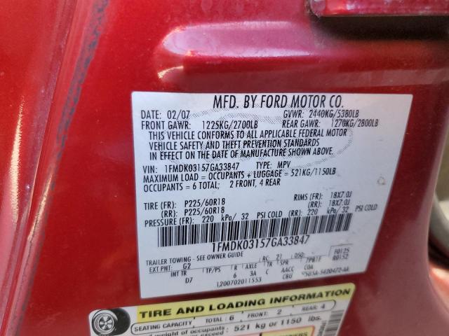 Photo 10 from auction – 2007 FORD FREESTYLE with VIN 1FMDK03157GA33847