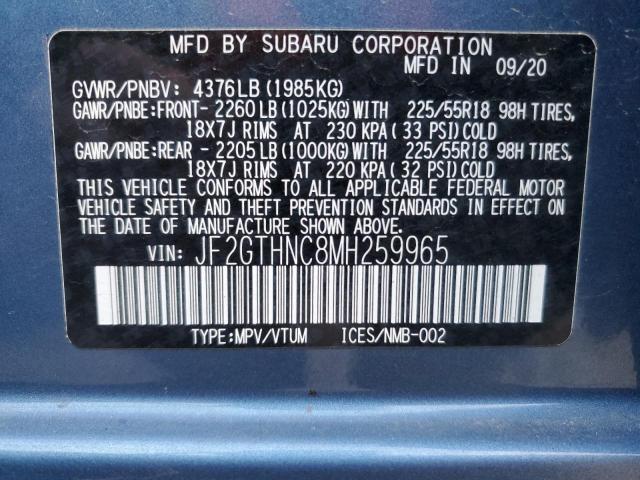 Photo 10 from auction – 2021 SUBARU CROSSTREK with VIN JF2GTHNC8MH259965
