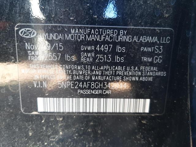 Photo 10 from auction – 2016 HYUNDAI SONATA SE with VIN 5NPE24AF8GH342044