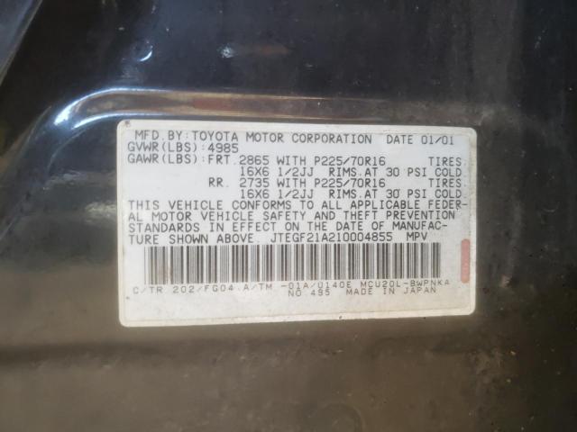 Photo 10 from auction – 2001 TOYOTA HIGHLANDER with VIN JTEGF21A210004855