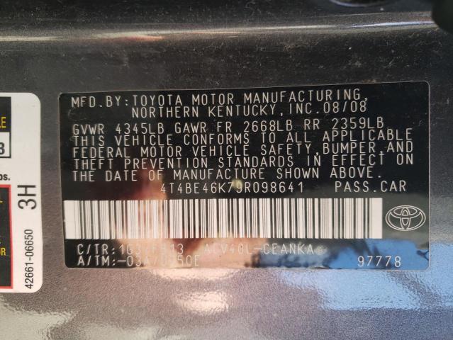 Photo 10 from auction – 2009 TOYOTA CAMRY BASE with VIN 4T4BE46K79R098641