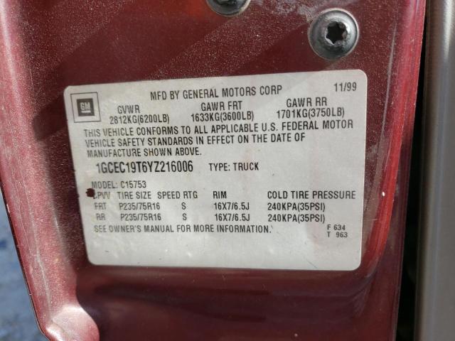 Photo 10 from auction – 2000 CHEVROLET SILVERADO with VIN 1GCEC19T6YZ216006